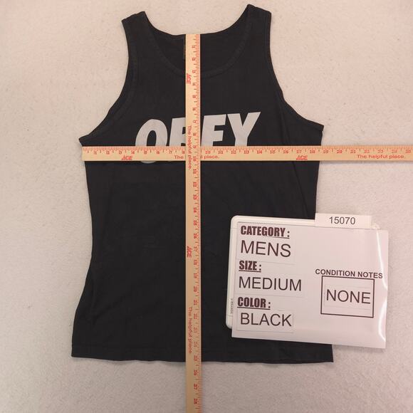 Obey Casual Crew Neck Sleeveless Graphic Tank Top Shirt Mens Size M Black - Picture 5 of 9